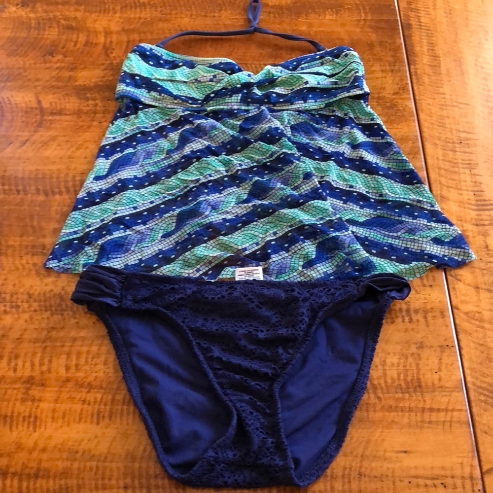 ☀️Mossimo - Blue Printed Bandeau Bikini Set - S